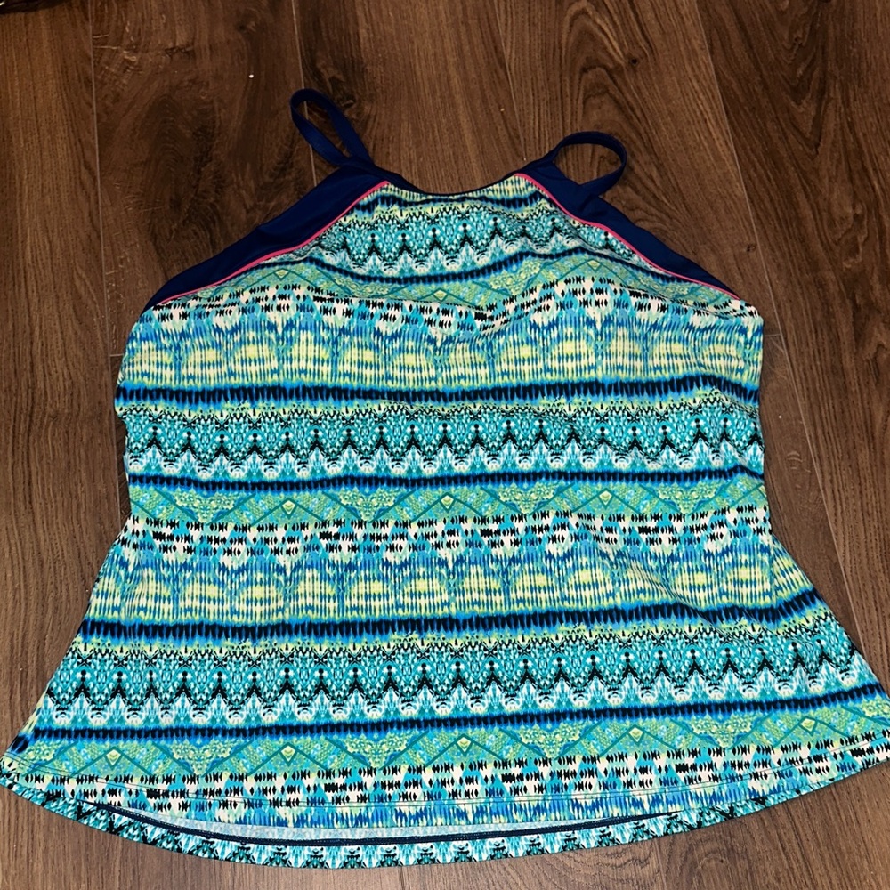 Blue & Teal Patterned Tankini Top